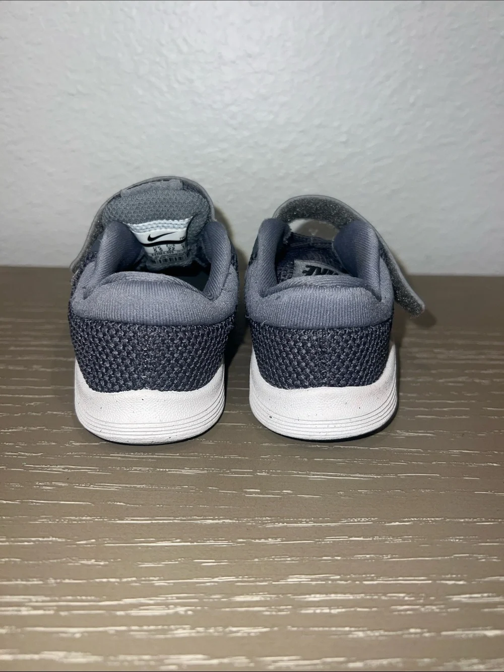 Nike Kids Grey Knit Sneaker with Velcro Strap